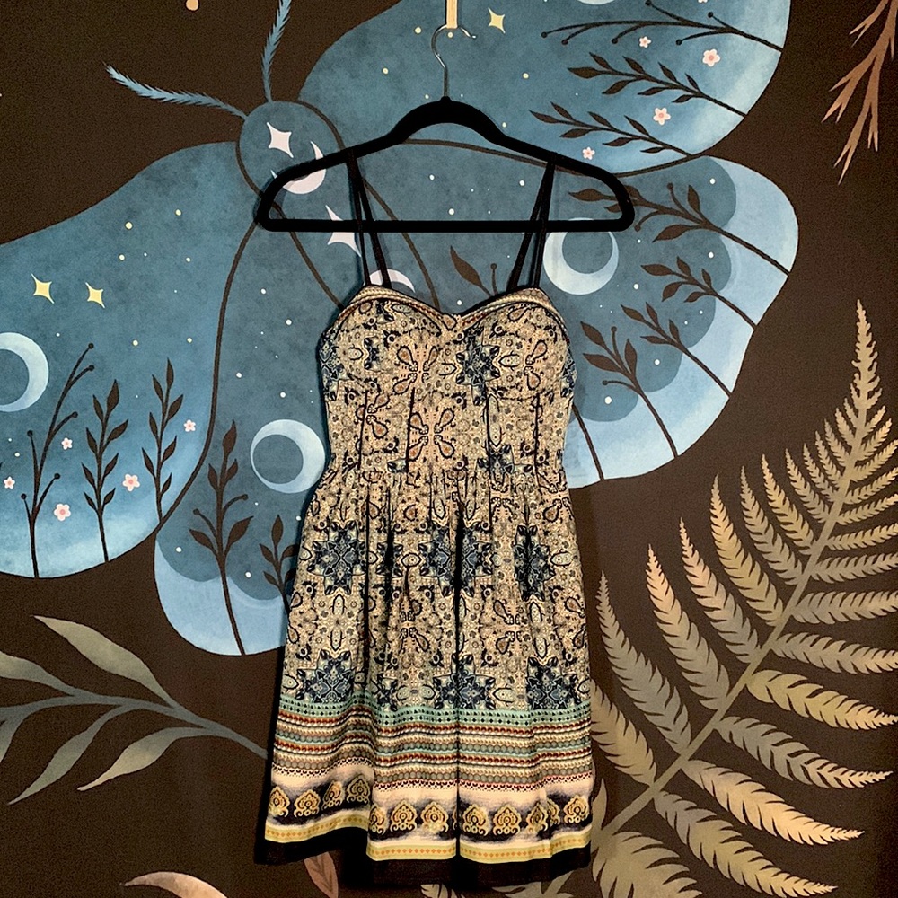 Urban Outfitters Boho Fit and Flare Bustier Sun Dress (full boho closet🦋🌿!)